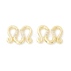 Brass Clear Cubic Zirconia S-Hook Clasps&nbsp;KK-E280-28G