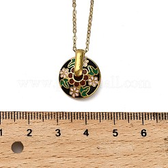 304 Stainless Steel Enamel Flat Round Necklaces for Women&nbsp;NJEW-Q028-01B-G