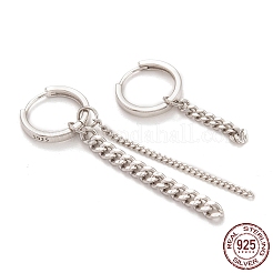 Anti-Tarnish Rhodium Plated 925 Sterling Silver Huggie Hoop Earrings&nbsp;EJEW-H101-03P