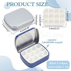 3Pcs 3 Colors Rectangle Iron Tin Cans with Hinged Lid&nbsp;CON-PH0003-13