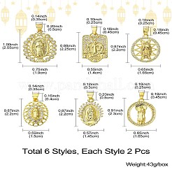 12Pcs 6 Styles Brass with Cubic Zirconia Pendants&nbsp;KK-CJ0002-19
