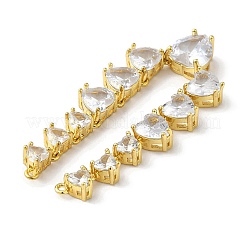 Rack Plating Brass Glass Connector Charms&nbsp;KK-F854-15G-01