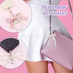 4Pcs 4 Styles Bowknot Alloy & Plastic Pearl & Acrylic Butterfly Pendant Decorations&nbsp;KEYC-GA0001-41