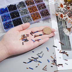 120G 15 Styles Glass Bugle Beads&nbsp;SEED-PH0002-60B