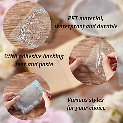 32Pcs 4 Styles PET Transparent Floral Frame Adhesive Decorative Stickers&nbsp;DIY-OC0010-25