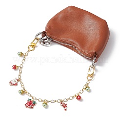 Alloy Enamel Santa Claus Christmas Bell Candy Cane Charm Brass Cable Chain Purse Decorative Chains&nbsp;AJEW-BA00170