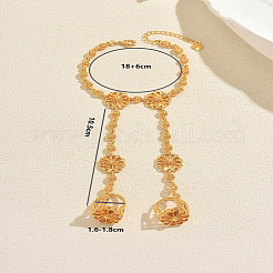 Vintage Brass Flower Link Double Ring Bracelets for Wedding and Formal Ooccasions&nbsp;YR9933