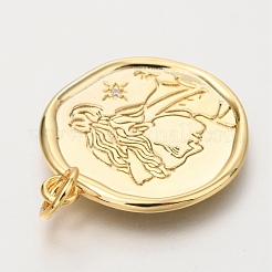 Brass Micro Pave Clear Cubic Zirconia Charms&nbsp;ZIRC-O036-21G