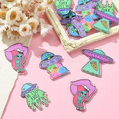 16Pcs 4 Styles Alien Theme Colorful Acrylic Pendants&nbsp;SACR-CJ0001-28