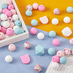 78Pcs 10 Style Round/Hexagon/Arch Food Grade Eco-Friendly Silicone Focal Beads&nbsp;SIL-TA0001-43