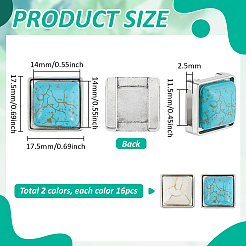 32Pcs 2 Colors Alloy & Synthetic Turquoise Buckles&nbsp;HJEW-PH02465