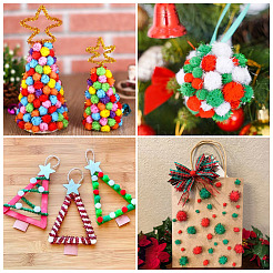 400Pcs 4 Colors Christmas Handmade DIY Doll Craft Pom Pom Yarn Pom Pom Balls&nbsp;AJEW-TA0003-32