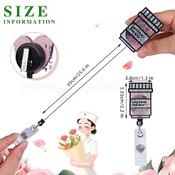 Rhinestone Quicksand Effect Acrylic & ABS Plastic Badge Reel&nbsp;AJEW-SZ0002-46C