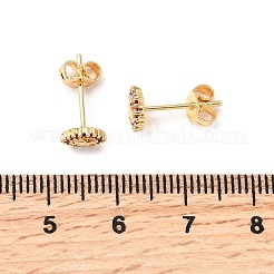 Flat Round with Heart Brass Micro Pave Cubic Zirconia Stud Earrings&nbsp;EJEW-A135-06G
