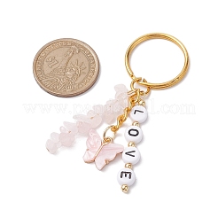 Alloy Enamel Acrylic with Natural Rose Quartz Keychain&nbsp;KEYC-JKC00806-05