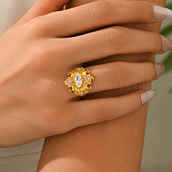 Brass Micro Pave Cubic Zirconia Finger Rings for Women&nbsp;QS5148-3