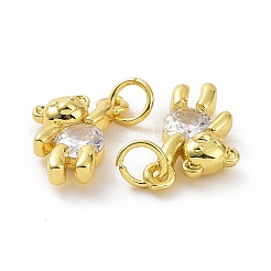 Brass Micro Pave Clear Cubic Zirconia Charms&nbsp;ZIRC-F135-25G-03
