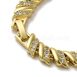 Rack Plating Brass Micro Pave Clear Cubic Zirconia Link Chain Bracelets for Women&nbsp;KK-R158-15G