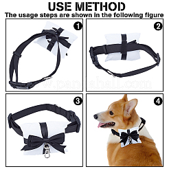 Black Polyester Bowknot Velvet Ring Pillows with Nylon Strong Dog Leash for Pet&nbsp;HJEW-DR00255