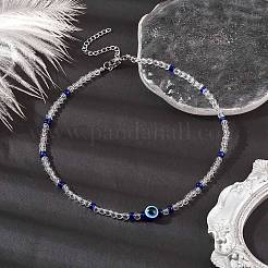Resin Evil Eye & Acrylic Beaded Necklace for Women&nbsp;NJEW-JN04638