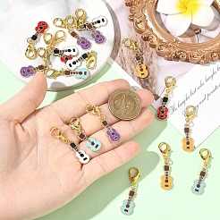 20Pcs 5 Colors Guitar Shape Alloy Enamel Pendant Decorations&nbsp;HJEW-YW00564