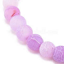Natural Weathered Agate(Dyed) Round Beaded Stretch Bracelet&nbsp;BJEW-JB08363-01