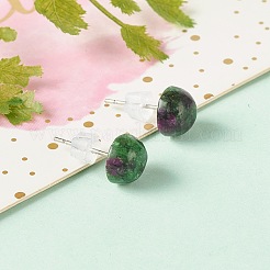 Half Round Natural Mixed Gemstone Stud Earrings for Girl Women&nbsp;X-EJEW-JE04664