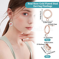 20Pcs 304 Stainless Steel Ring Stud Earring Findings&nbsp;STAS-BBC0001-76RG