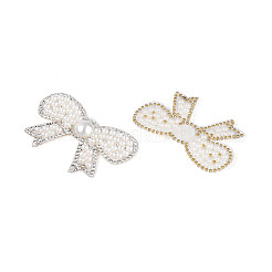 Bowknot Hotfix Rhinestone & Imitation Pearl Trimming&nbsp;DIY-T004-02