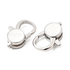 Flat Round Brass Enamel Lobster Claw Clasps&nbsp;KK-Z147-02P-01B