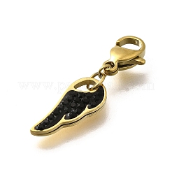 Feather 304 Stainless Steel Polymer Clay Rhinestone Pendant Decorations&nbsp;STAS-R153-50G