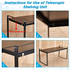Rectangle Carbon Iron Alloy Extendable Cabinet Tiered Storage Rack for Socks&nbsp;AJEW-WH0609-741A-02