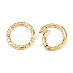 Brass Micro Pave Clear Cubic Zirconia Spring Gate Rings&nbsp;KK-H292-06G