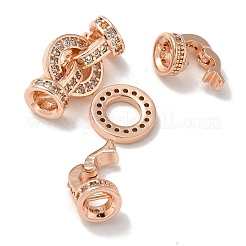 Brass Clear Cubic Zirconia Fold Over Clasps&nbsp;LS-KK-Q019-07RG