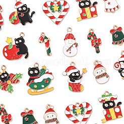 30Pcs 15 Styles Christmas Alloy Enamel Pendants&nbsp;XMAS-FS0001-01