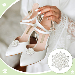 2Pcs Flower Resin Pearl Shoe Decorations&nbsp;FIND-FG0005-39B