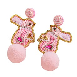 Easter Plastic & Cloth & Glass Dangle Stud Earrings&nbsp;FS-WG10DBA-01