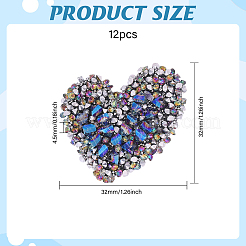 12Pcs Glitter Resin Hotfix Rhinestone(Hot Melt Adhesive On The Back)&nbsp;PATC-CA0001-15