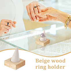 1 Cone Wooden Ring Organizer Holder&nbsp;RDIS-WH0031-02A-01