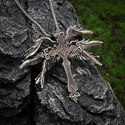 Tibetan Style Alloy Angel Wings Cross Pendant Necklaces&nbsp;FS-WG1EE03-01