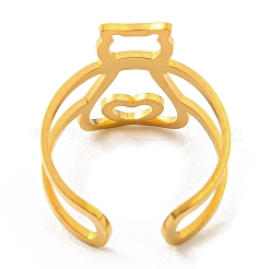 304 Stainless Steel Hollow Cat Open Cuff Ring&nbsp;LS-RJEW-F149-02G