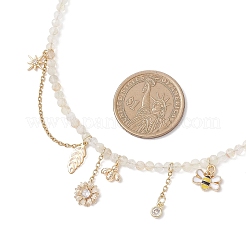 Brass & Alloy Bees Flower Leaf Star Bib Necklaces&nbsp;NJEW-JN05749