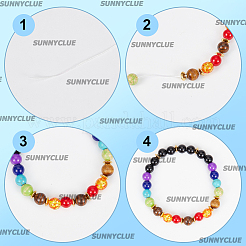 DIY DIY Natural & Synthetic Mixed Gemstone Round Beaded Stretch Bracelet Making Kit&nbsp;DIY-SC0024-65