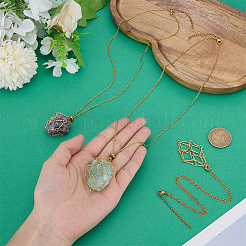 3Pcs 3 Styles Stainless Steel Macrame Pouch Pendant Cable Chain Necklace Making&nbsp;NJEW-BC0001-14G