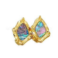 304 Stainless Steel & Natural Paua Shell Stud Earrings for Women&nbsp;WG98D21-01