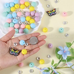 DIY Brass Rhinestone & Butterfly & Round Silicone Beads Jewelry Making Findings Kits&nbsp;DIY-SZ0010-31