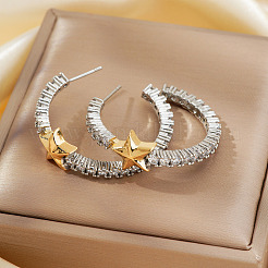 Elegant Brass Clear Cubic Zirconia Star Stud Earrings&nbsp;VM5173