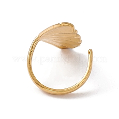 Ion Plating(IP) 304 Stainless Steel Shell Shape Cuff Ring for Women&nbsp;RJEW-C045-25G