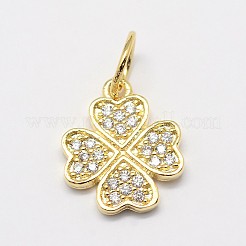 CZ Brass Micro Pave Cubic Zirconia Clover Charms&nbsp;ZIRC-L018-12