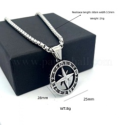 Vintage Punk 304 Stainless Steel Compass Pendant Necklaces&nbsp;MZ7363